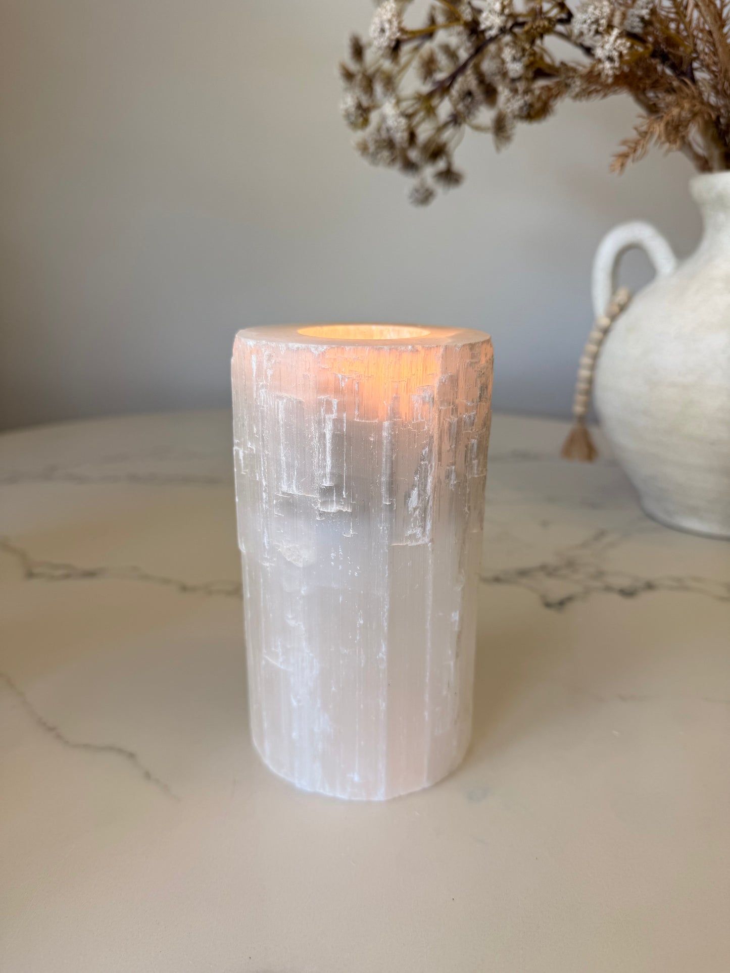 15cm Selenite Tealight Candle Holder