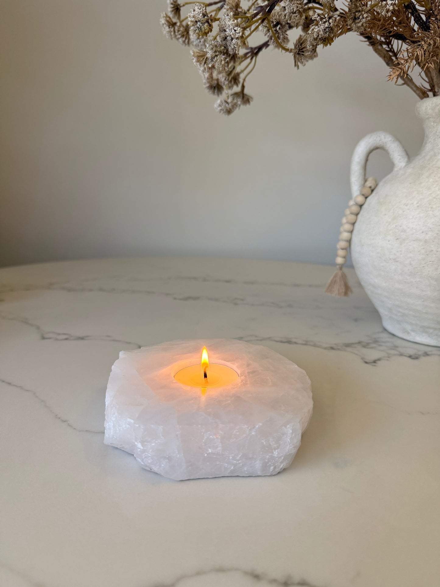 Clear Quartz Tealight Candle Holder – 797g