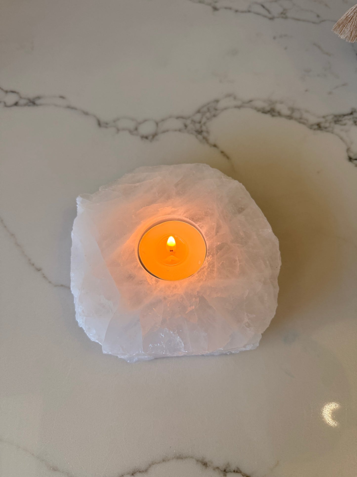 Clear Quartz Tealight Candle Holder – 797g