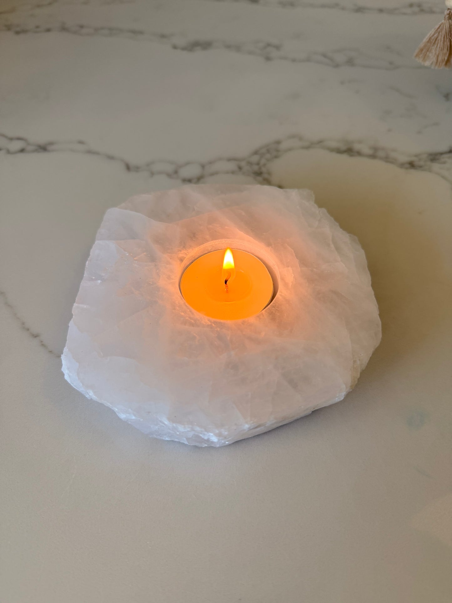 Clear Quartz Tealight Candle Holder – 797g