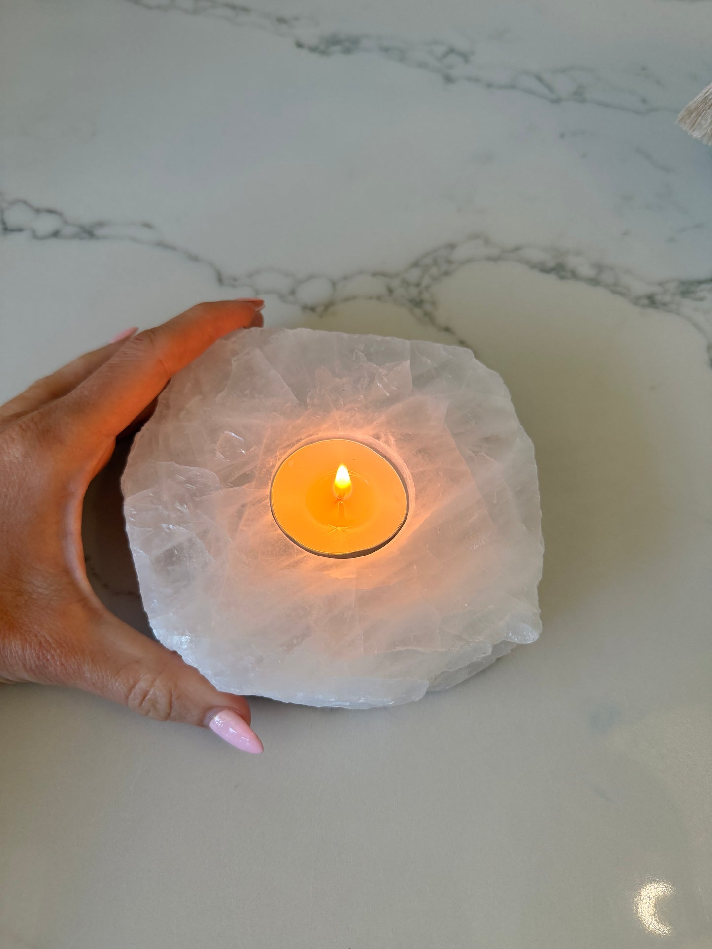Clear Quartz Tealight Candle Holder – 797g