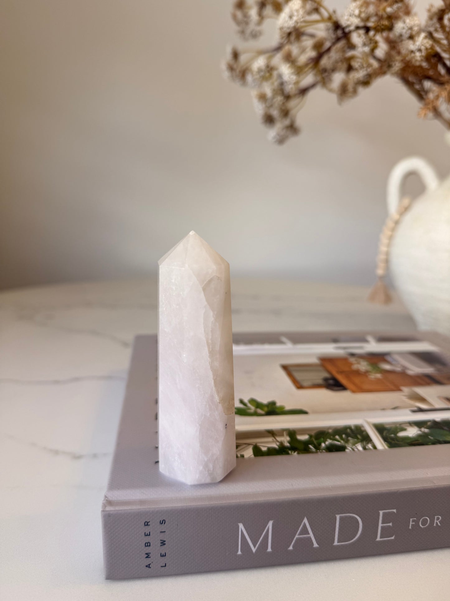 Milky Quartz Tower with Natural Veil – 150g