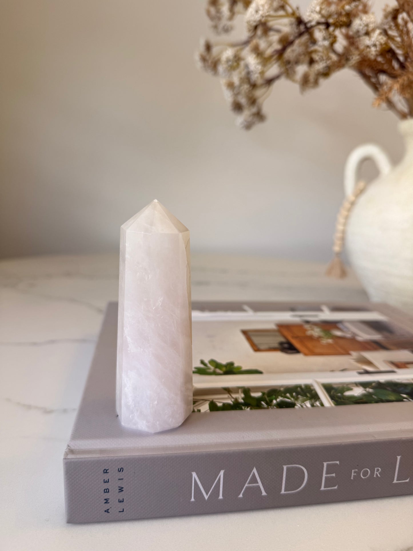 Milky Quartz Tower with Natural Veil – 150g