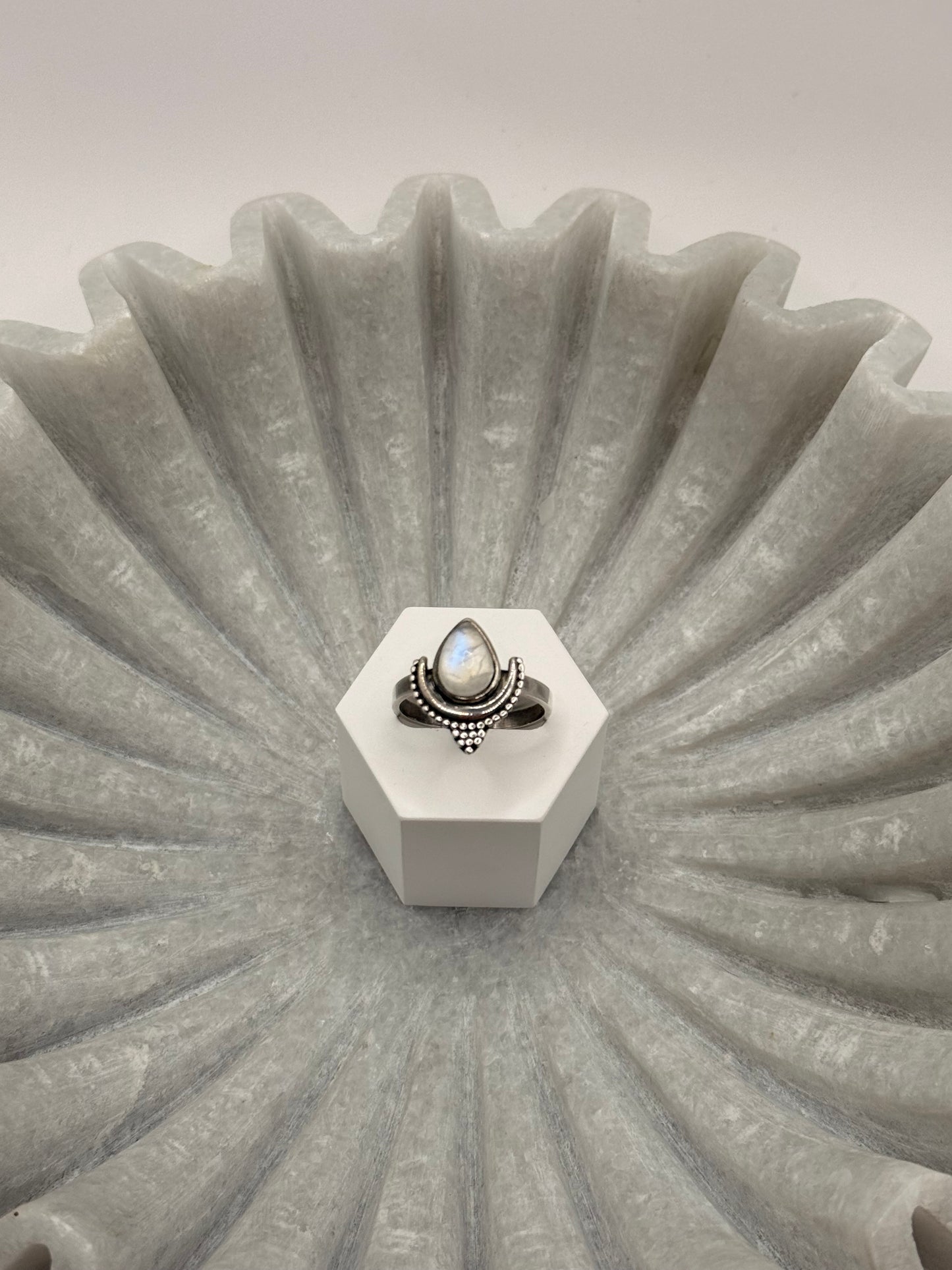 Moonstone Teardrop Ring – Size 9