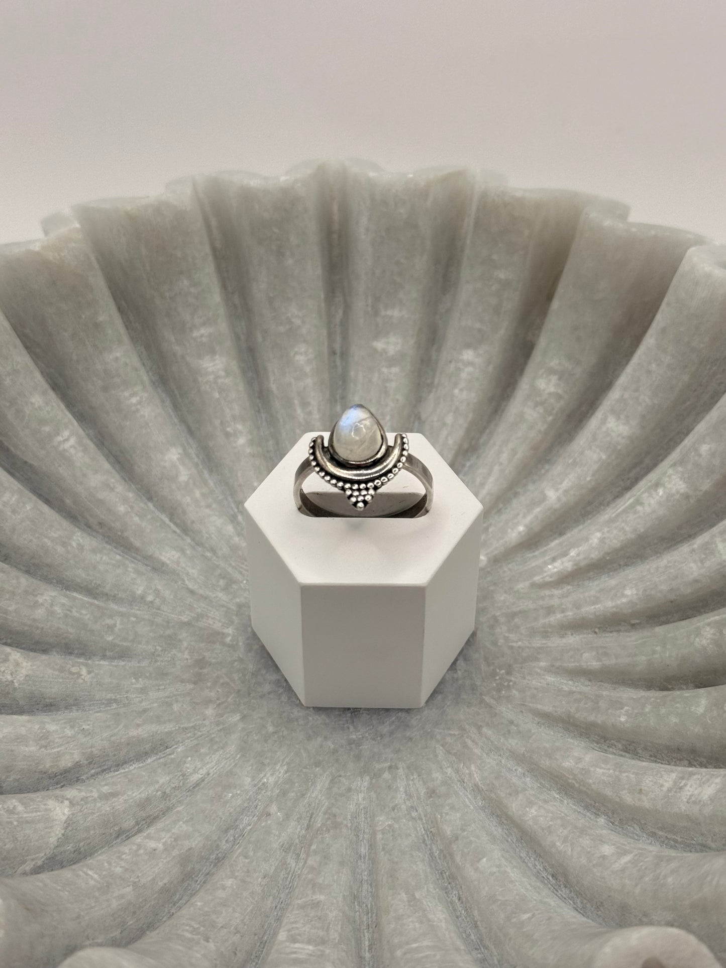 Moonstone Teardrop Ring – Size 9