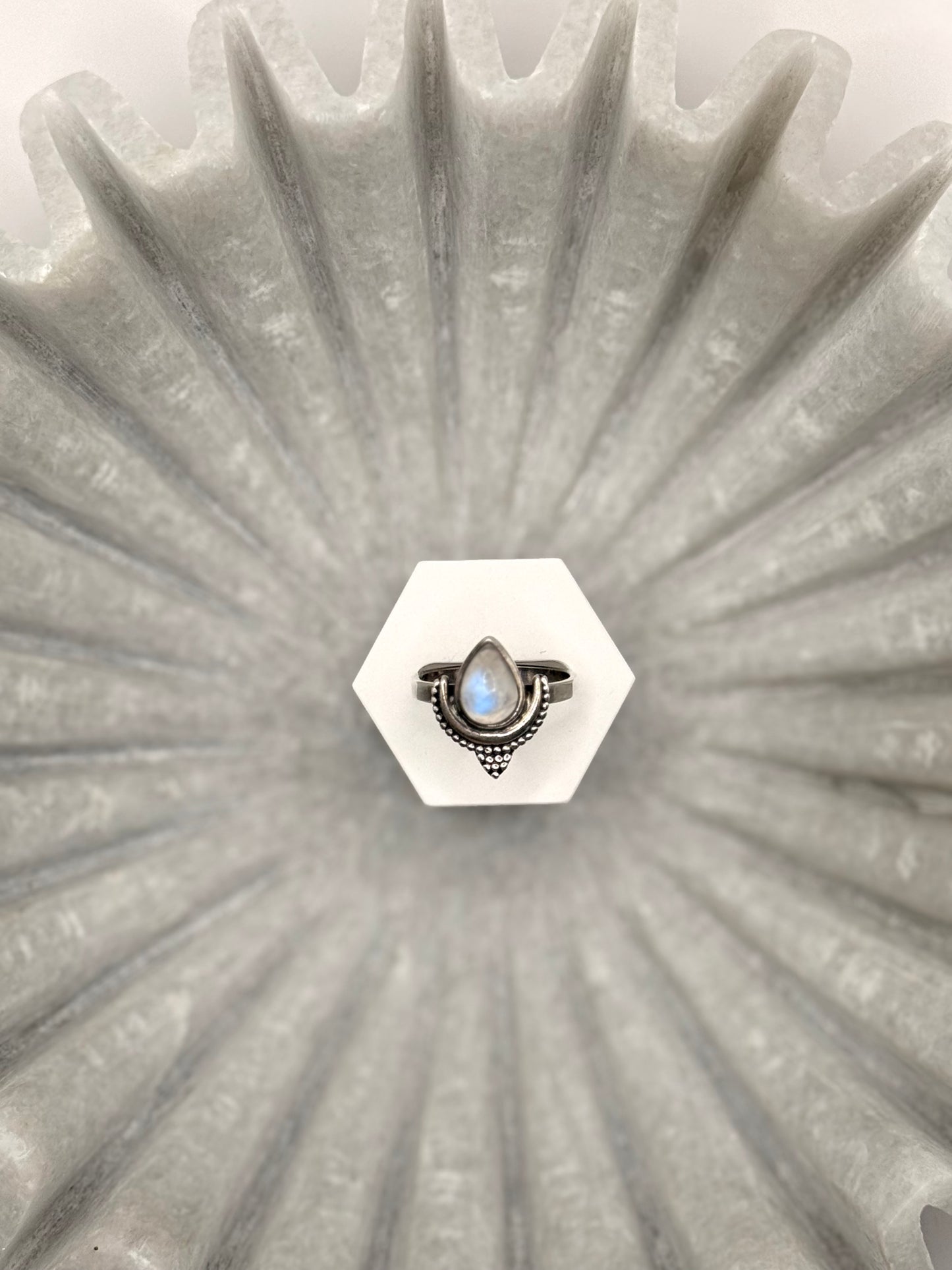 Moonstone Teardrop Ring – Size 9