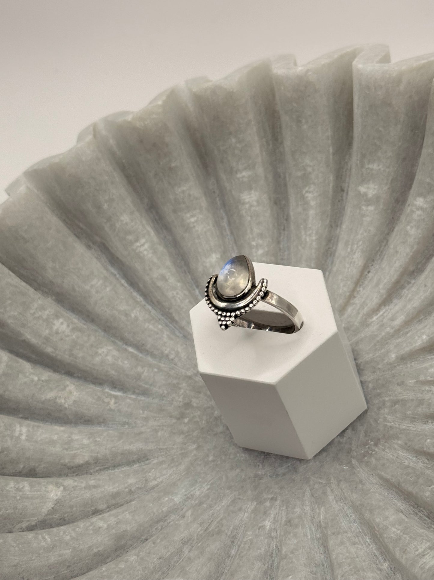 Moonstone Teardrop Ring – Size 9