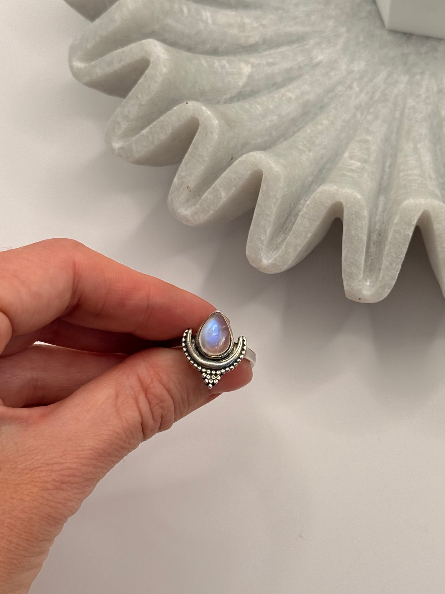 Moonstone Teardrop Ring – Size 9