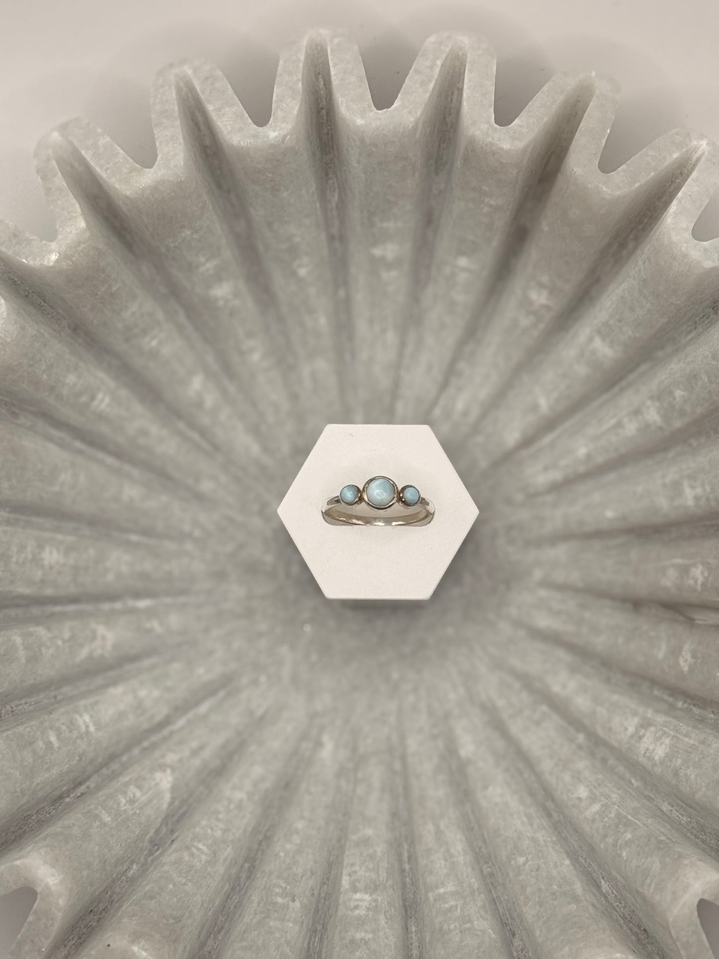 Larimar Triple Stone Ring – Sterling Silver – Size 7