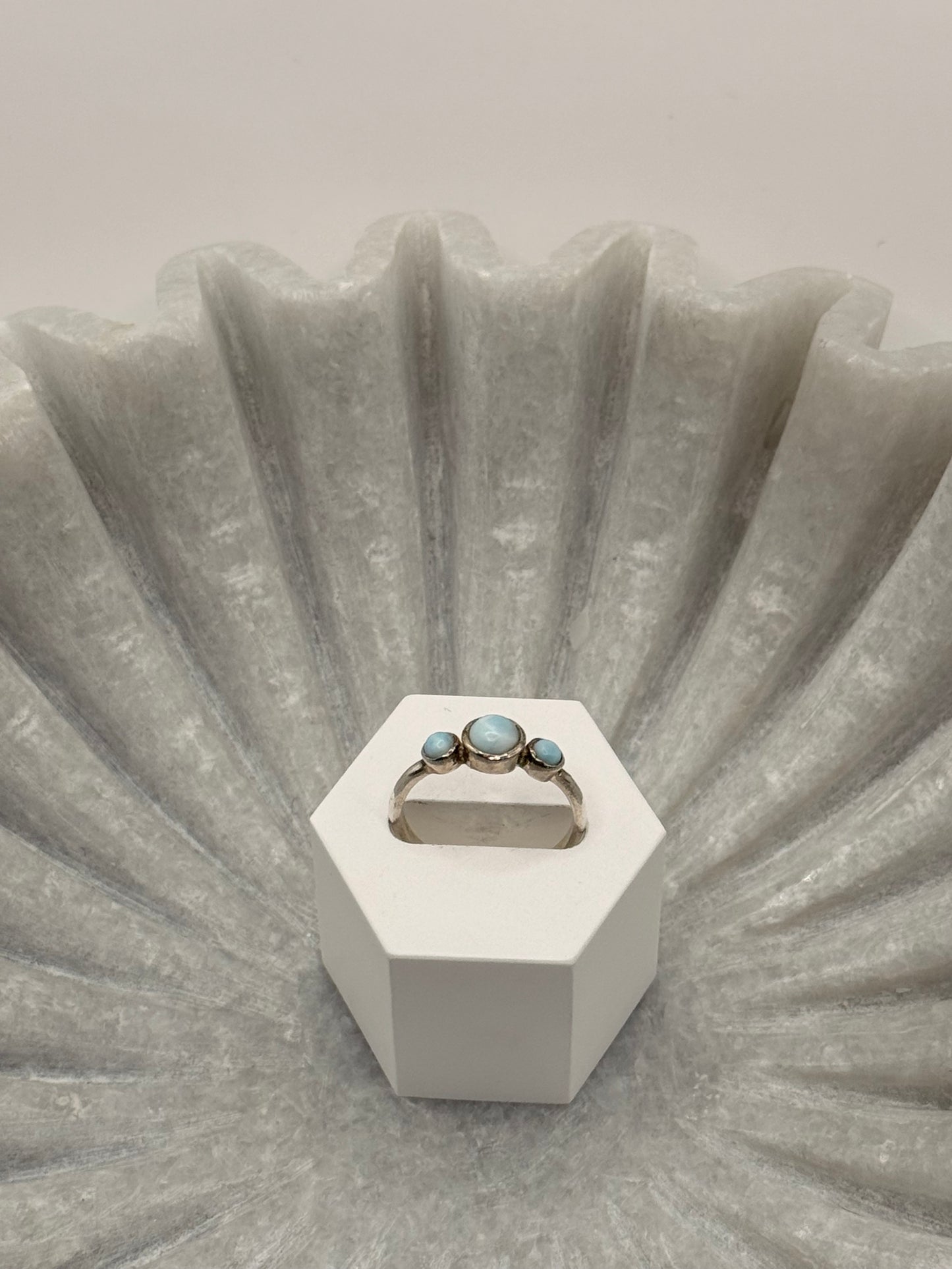 Larimar Triple Stone Ring – Sterling Silver – Size 7