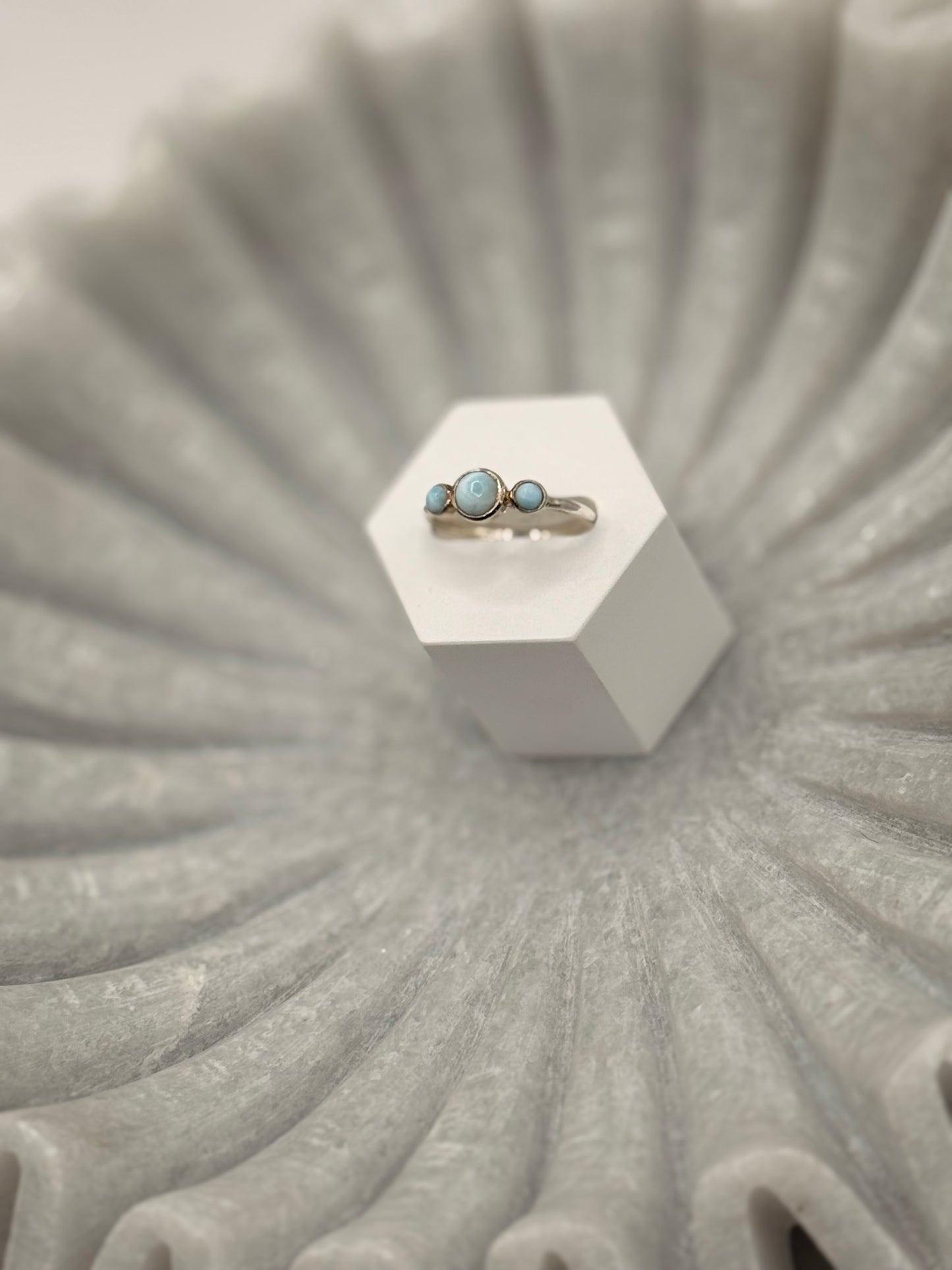 Larimar Triple Stone Ring – Sterling Silver – Size 7