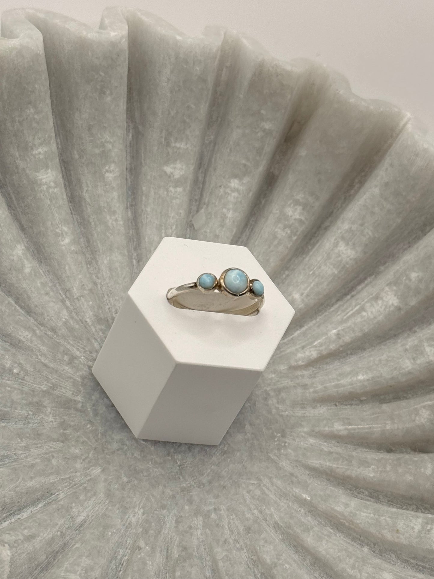Larimar Triple Stone Ring – Sterling Silver – Size 7