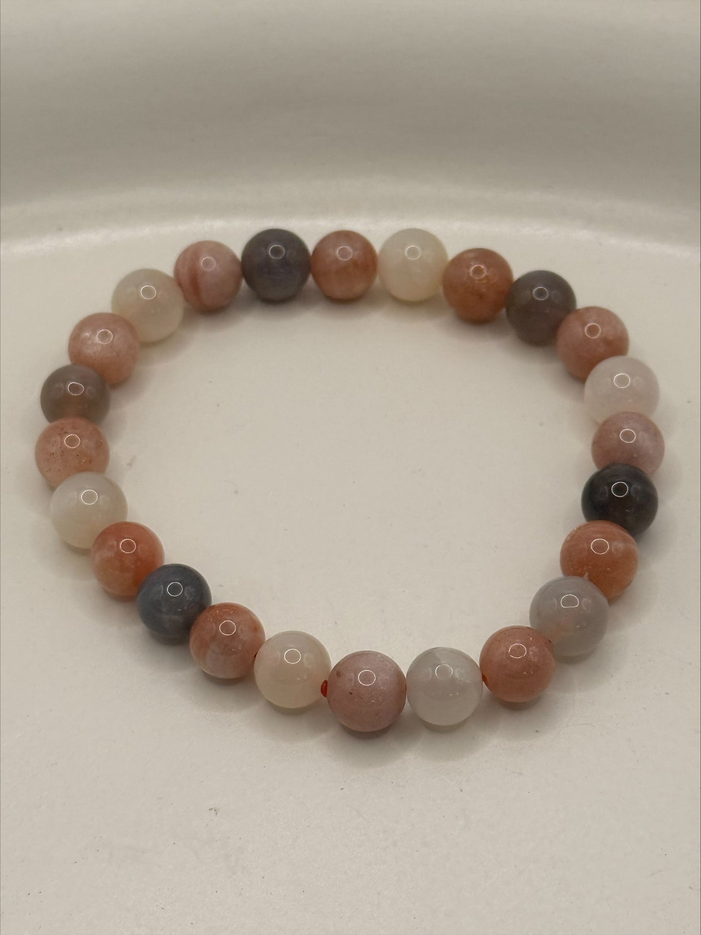 Rainbow Moonstone Bracelet | 8mm Natural Crystal Beads