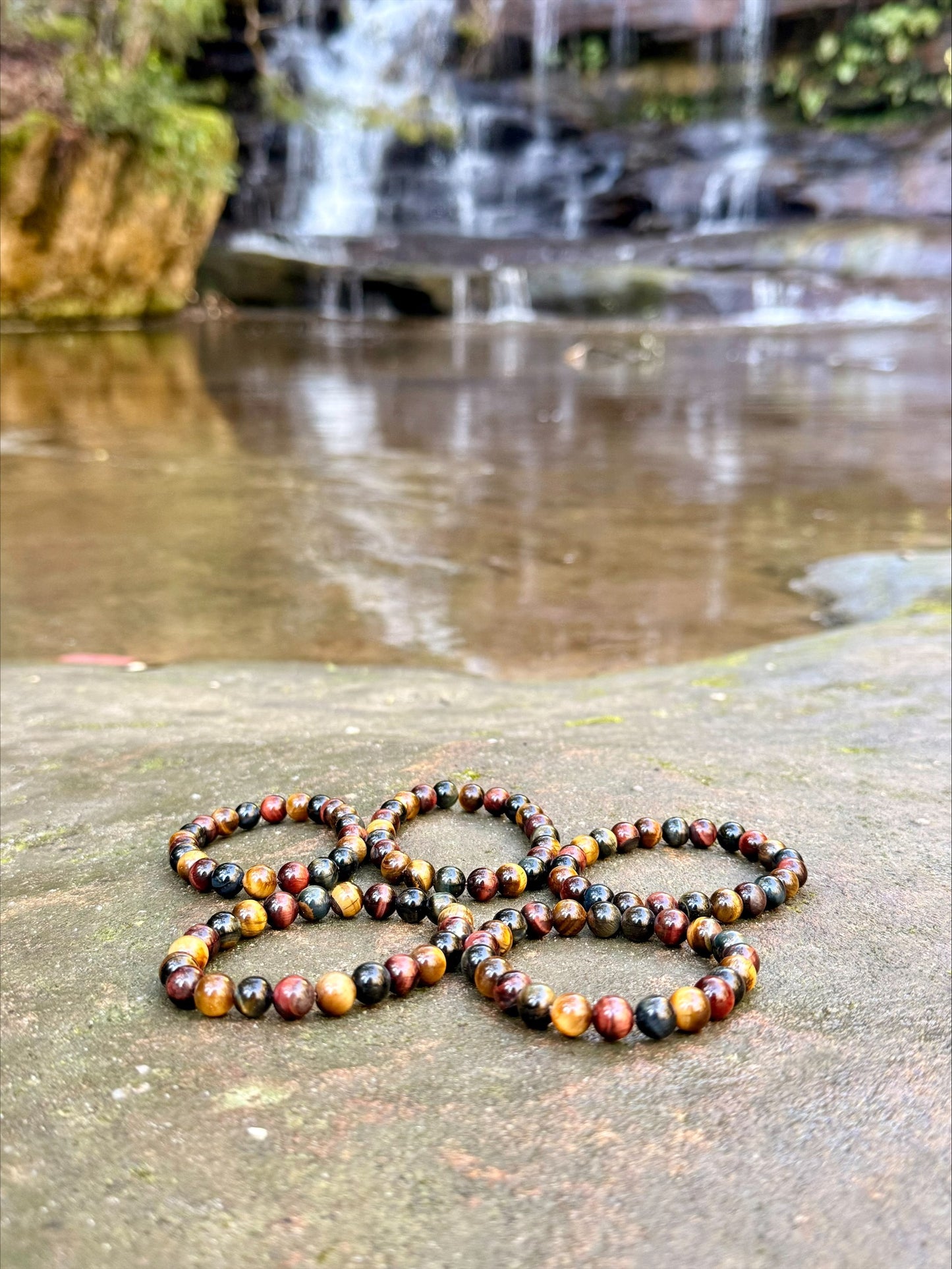 Tri-Colour Tiger's Eye Bracelet | 8mm Natural Crystal Beads