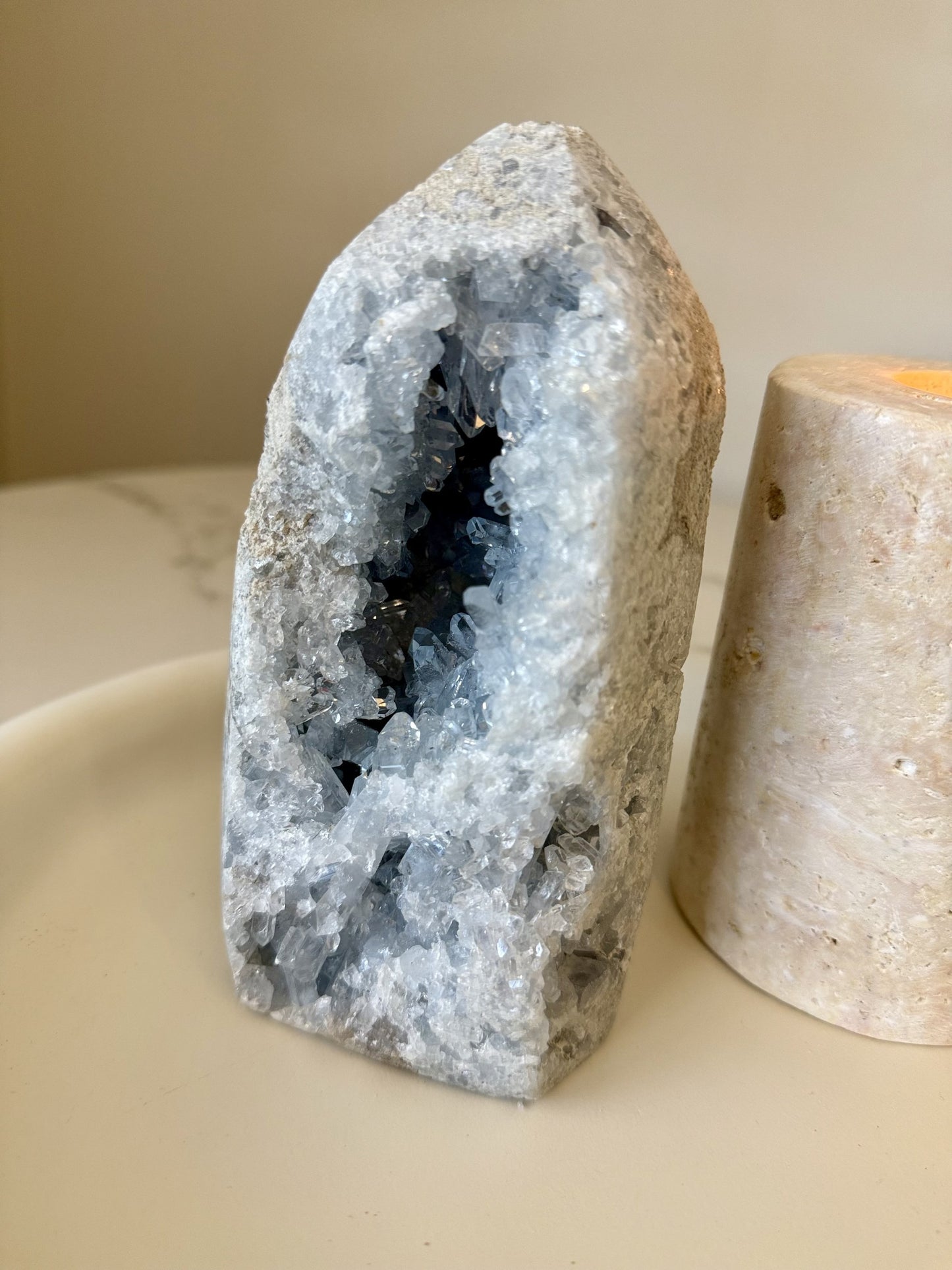 Celestite Druzy Tower | Crystal Cave Formation | 1.425kg