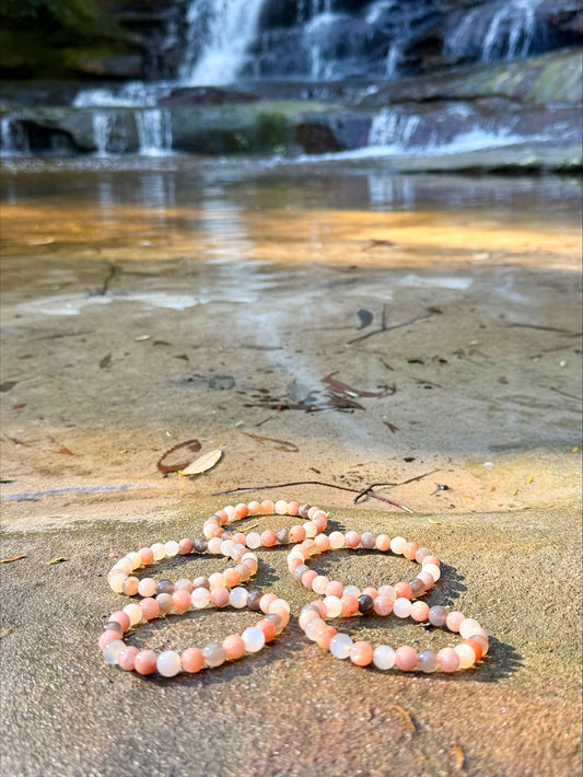 Rainbow Moonstone Bracelet | 8mm Natural Crystal Beads