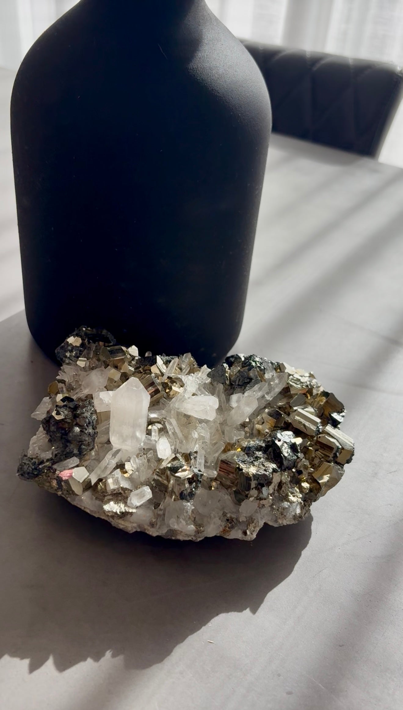 Pyrite & Quartz Crystal Cluster – Luxe Metallic Statement Piece 1.652kg