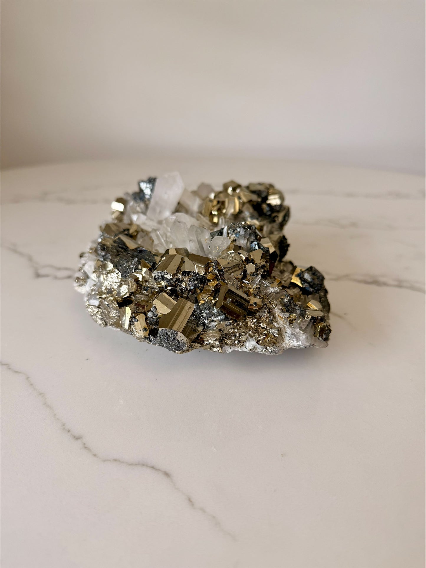 Pyrite & Quartz Crystal Cluster – Luxe Metallic Statement Piece 1.652kg