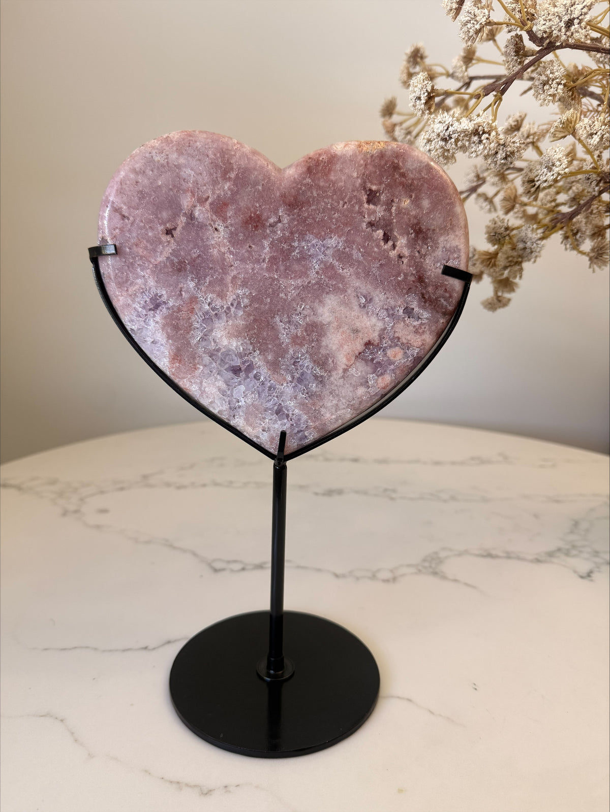 Pink Amethyst Heart on Stand | 1.27kg | 29cm