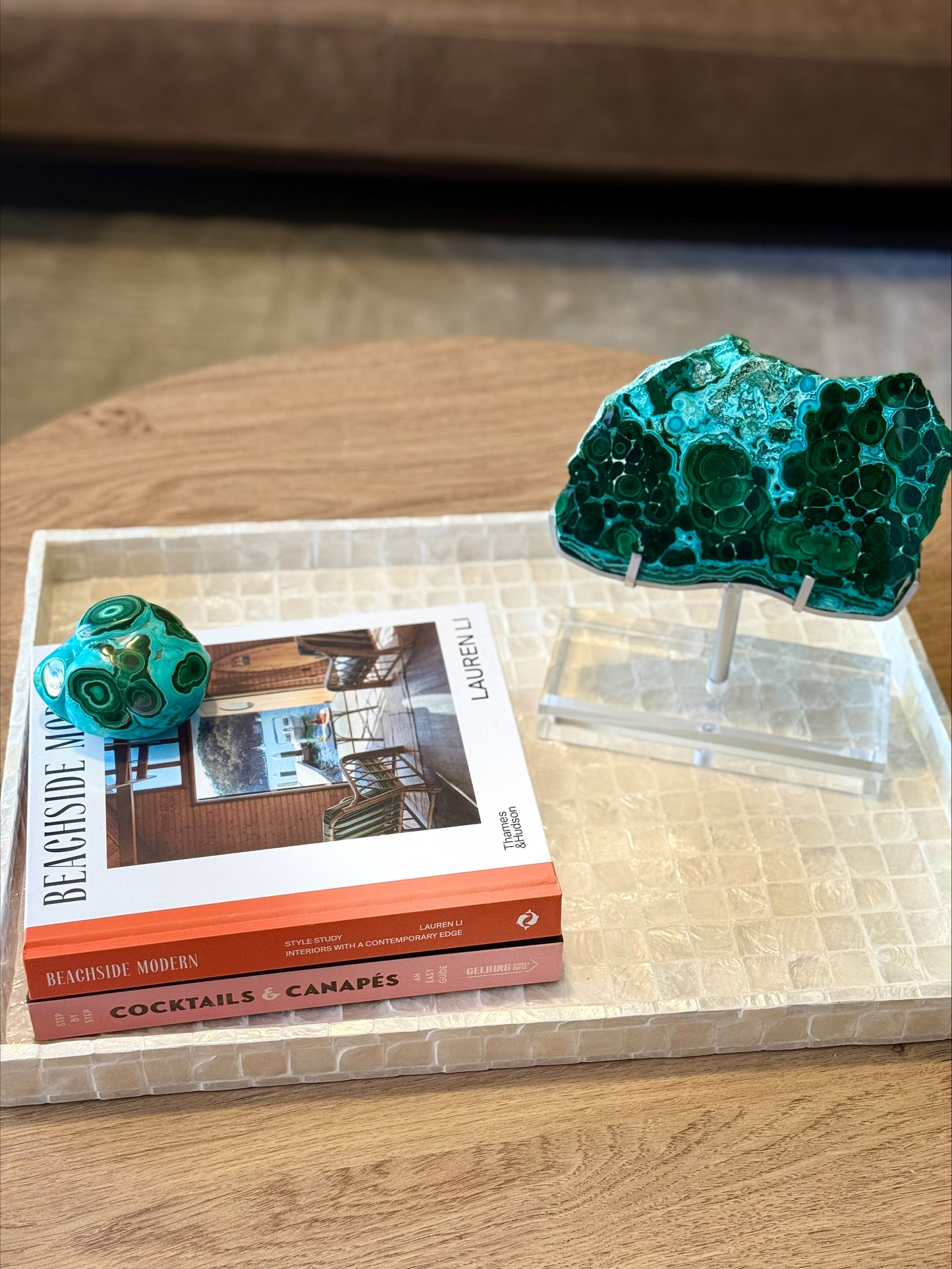 Statement Chrysocolla & Malachite Slice on Stand