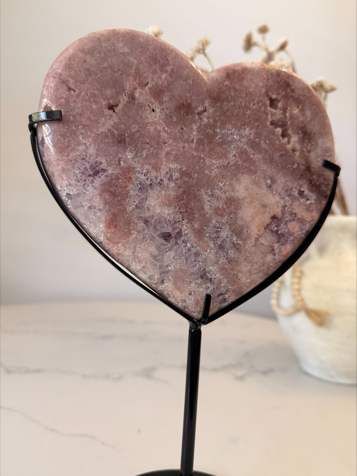 Pink Amethyst Heart on Stand | 1.27kg | 29cm