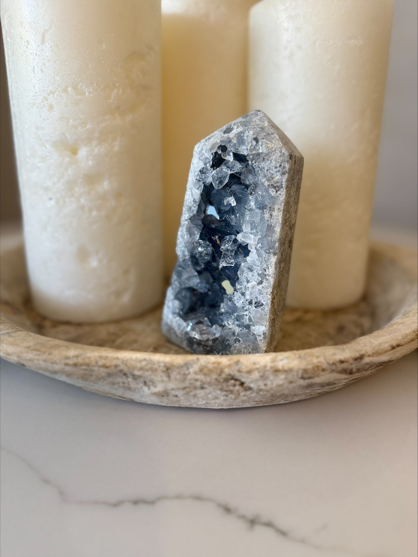 Celestite Druzy Tower | Natural Blue Crystal Point | 995g