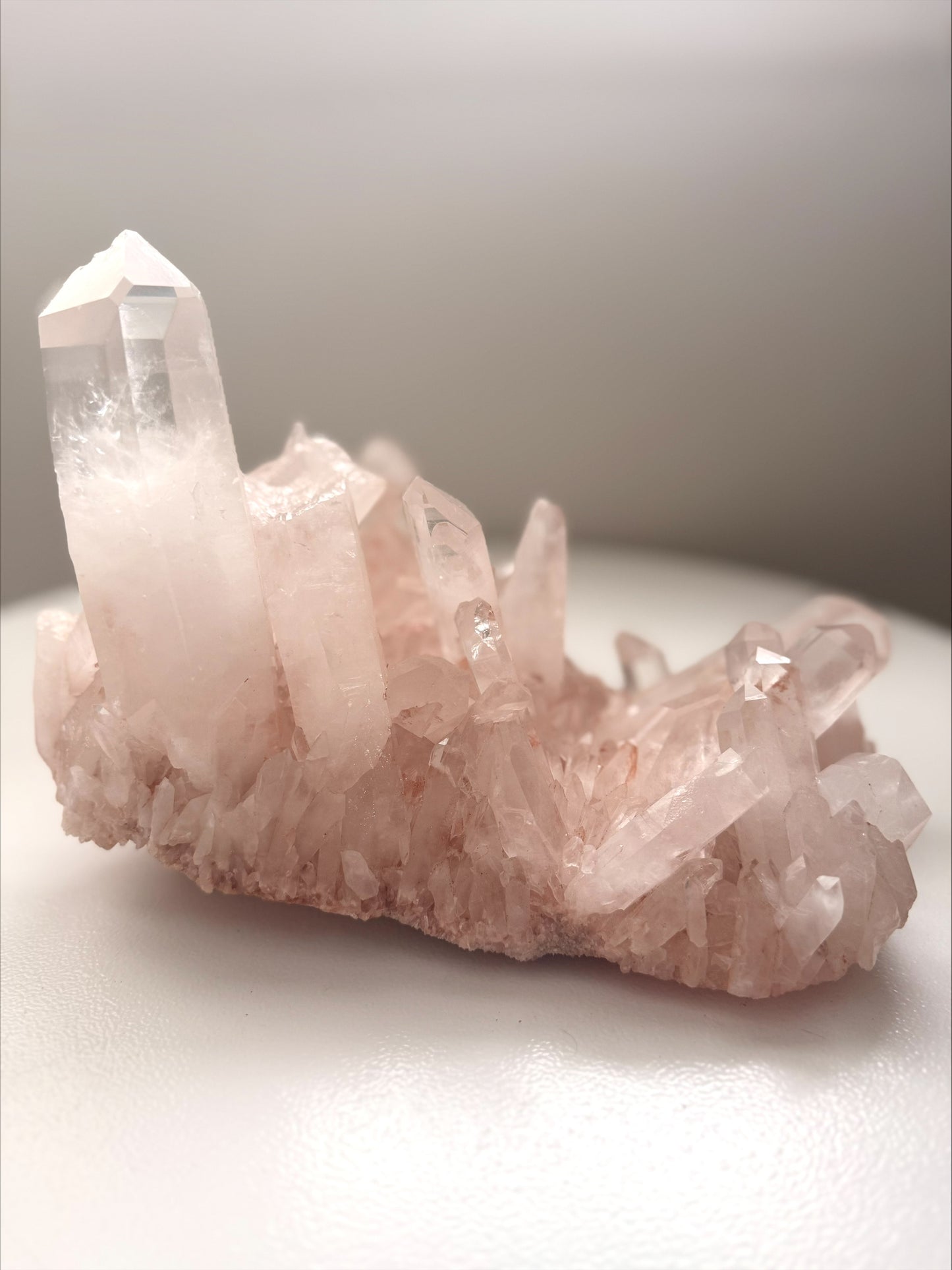 Natural Pink Quartz Crystal Cluster Specimen
