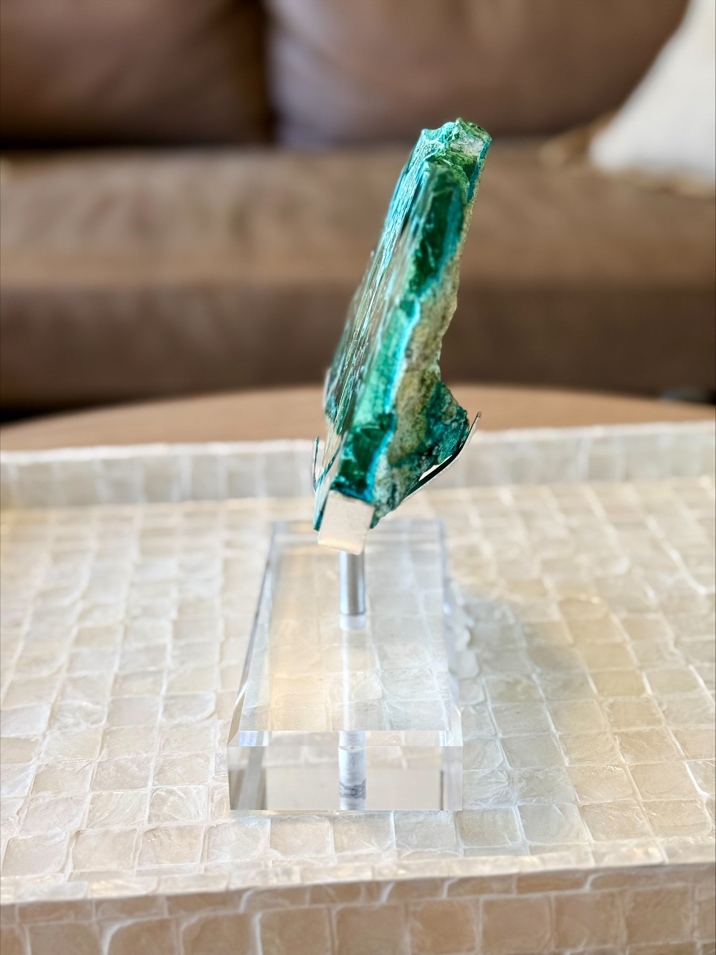 Statement Chrysocolla & Malachite Slice on Stand