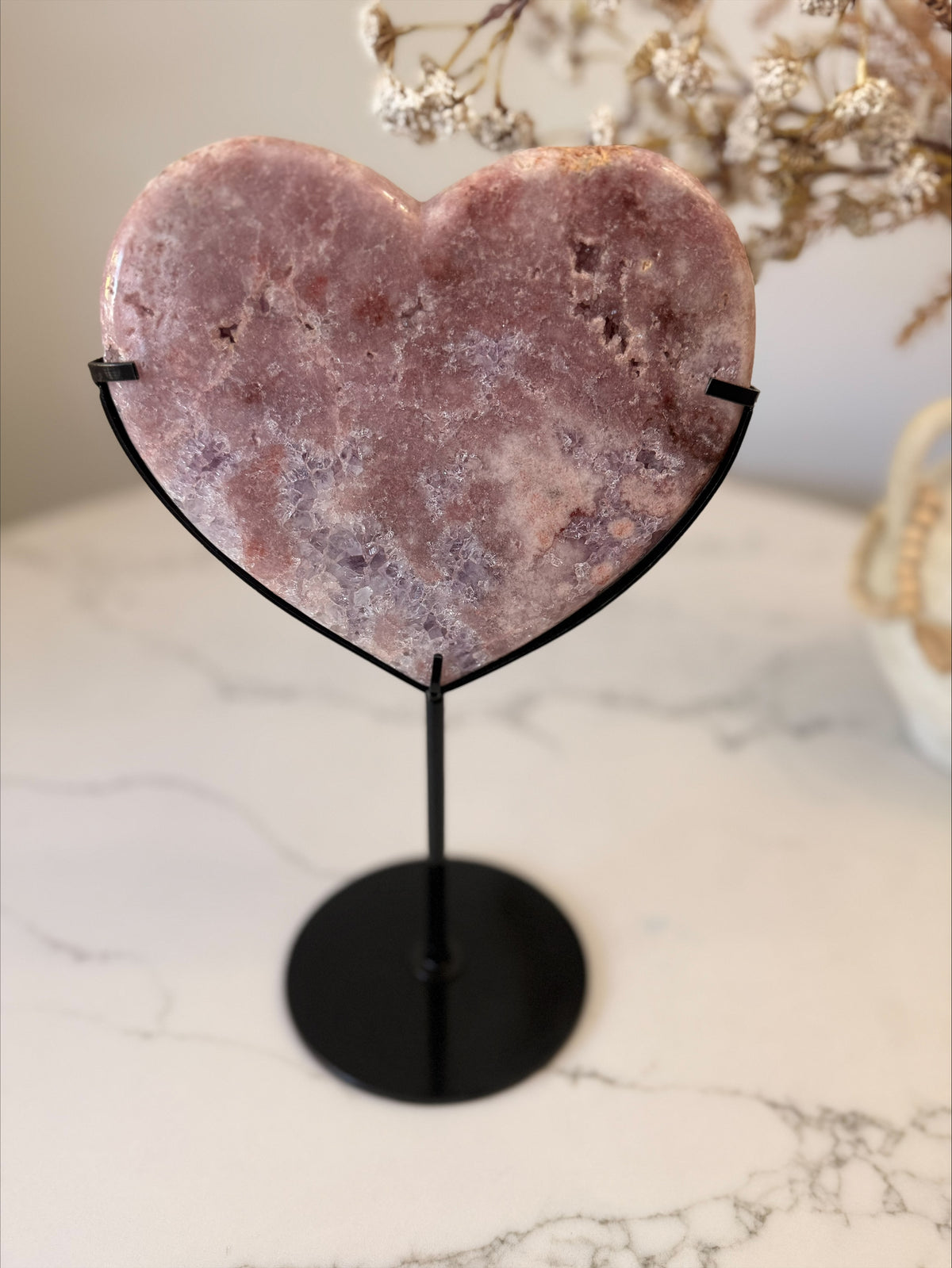 Pink Amethyst Heart on Stand | 1.27kg | 29cm