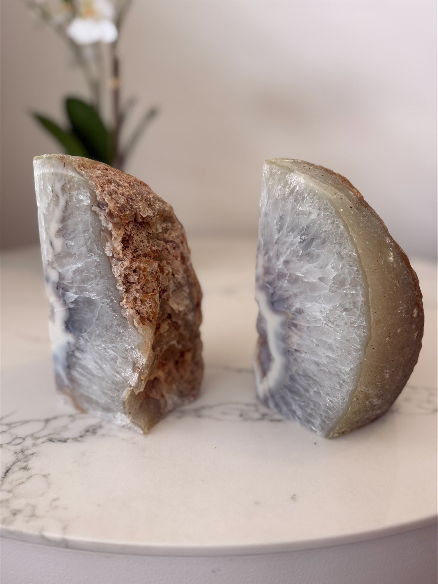 Agate Geode Bookends | Druzy Quartz | Natural