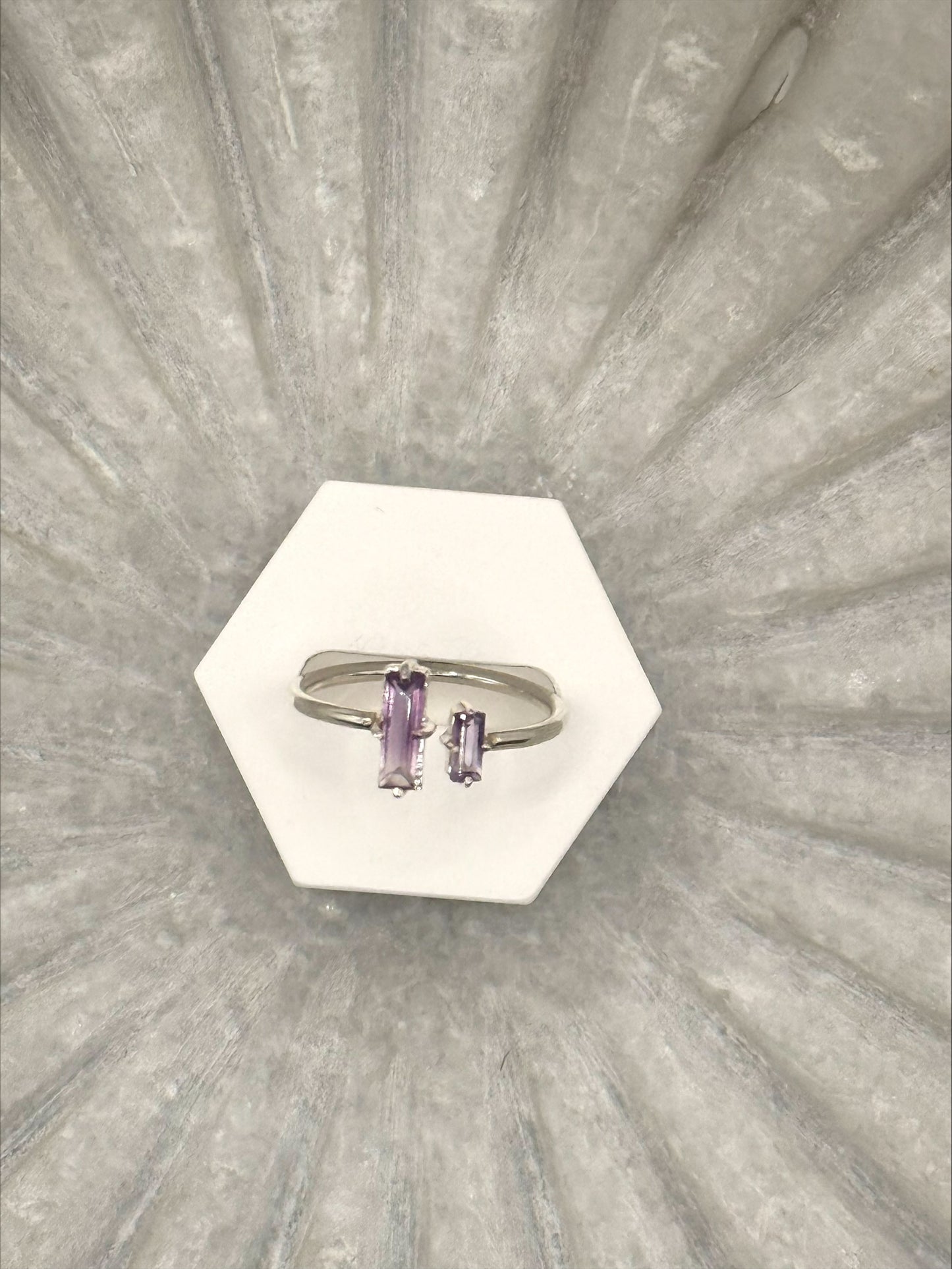 Amethyst Baguette Ring – Sterling Silver