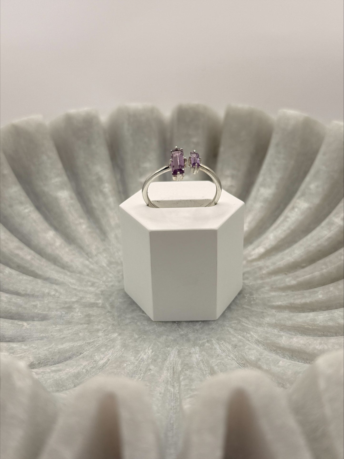Amethyst Baguette Ring – Sterling Silver