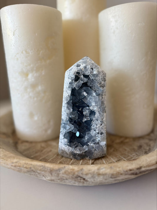 Celestite Druzy Tower | Natural Blue Crystal Point | 995g