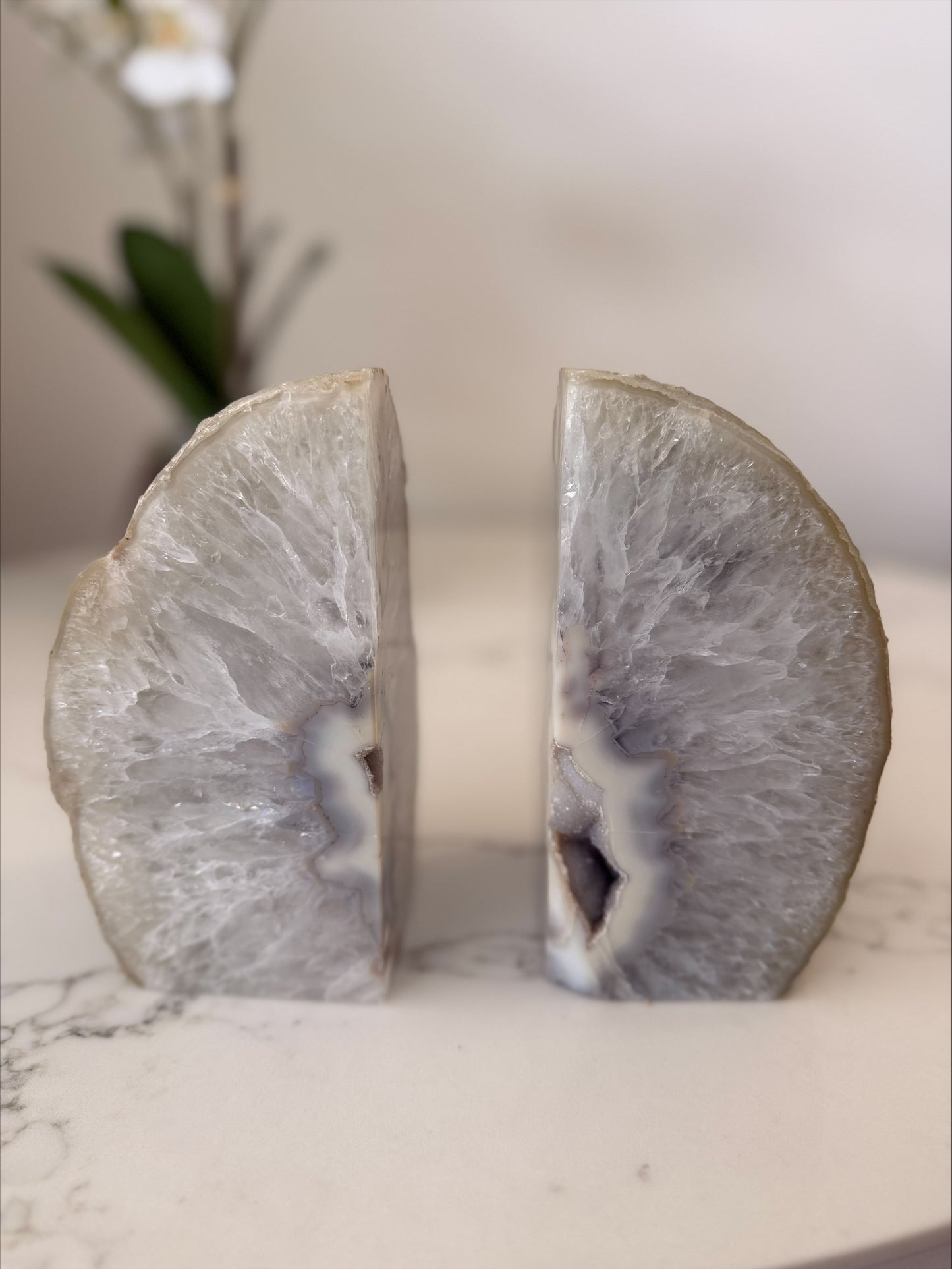 Agate Geode Bookends | Druzy Quartz | Natural