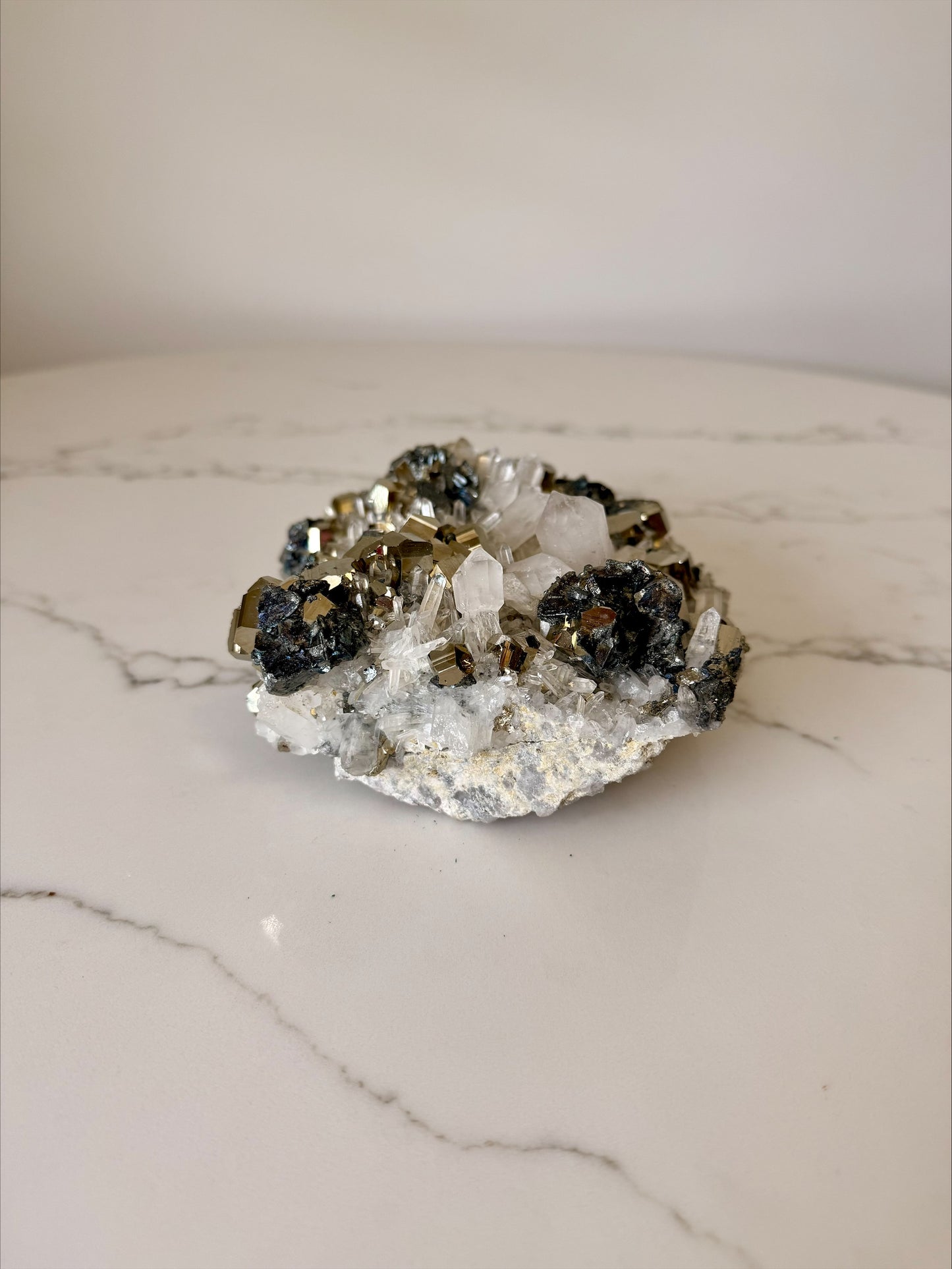 Pyrite & Quartz Crystal Cluster – Luxe Metallic Statement Piece 1.652kg