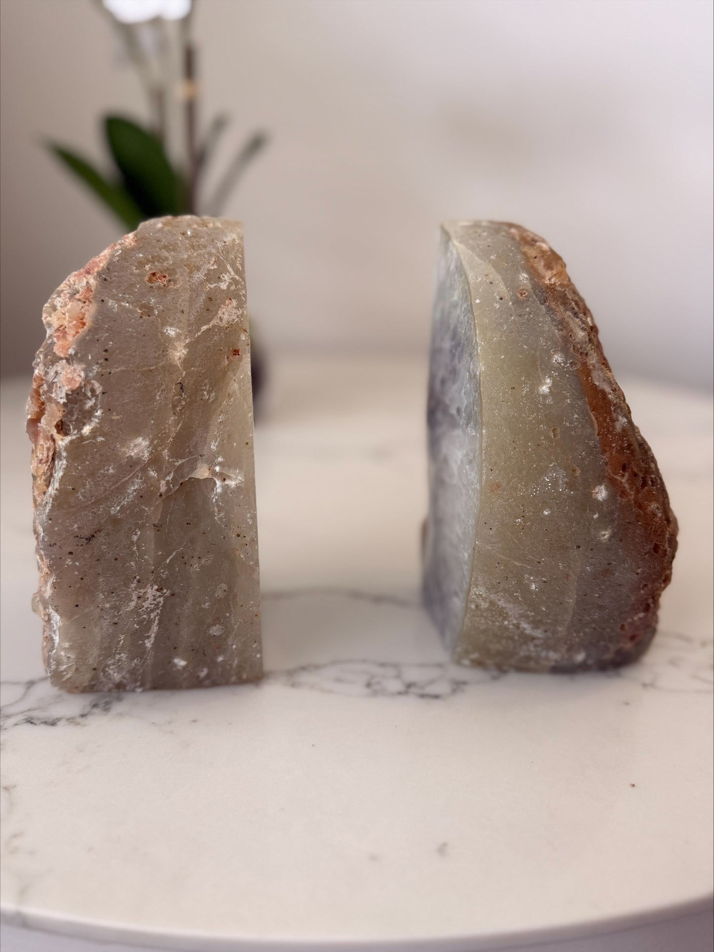 Agate Geode Bookends | Druzy Quartz | Natural