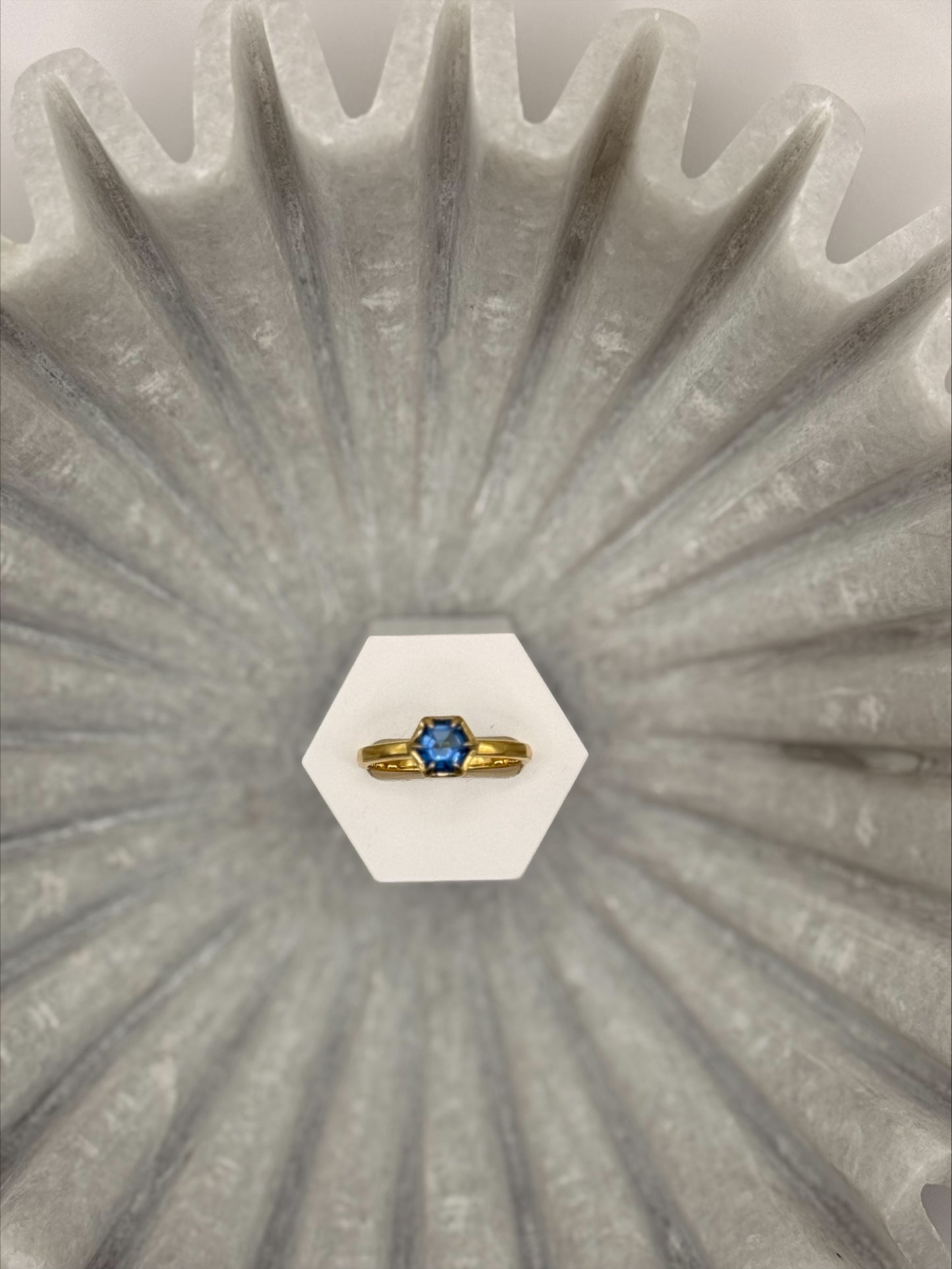 Gold Plated Tanzanite Ring – Hex Setting - Size 9
