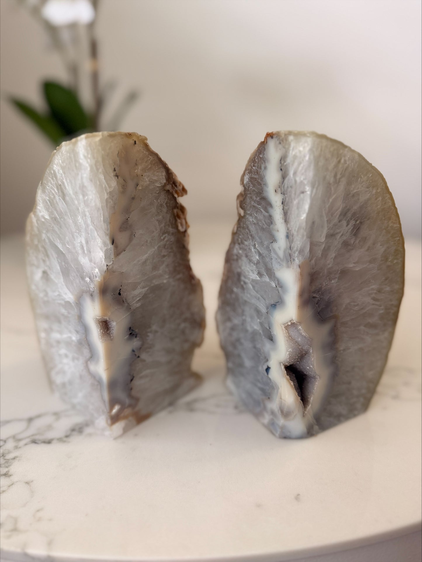 Agate Geode Bookends | Druzy Quartz | Natural