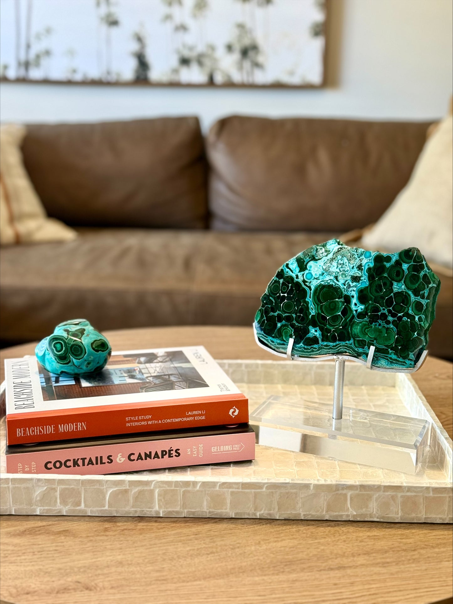 Statement Chrysocolla & Malachite Slice on Stand